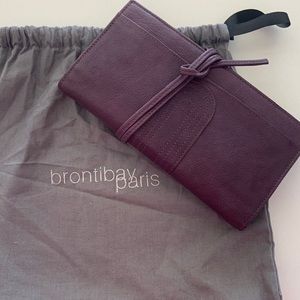 NWOT Brontibay Paris wallet purple leather with integrated satin coin purse